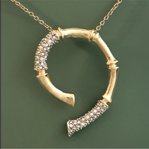 ALEXIS BITTAR • Gold & Silver Crystal Bamboo Solanales Pendant Necklace - Picture 4 of 11